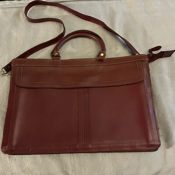 Leather Crossbody Briefcase with Handles - Picture 1 of 5